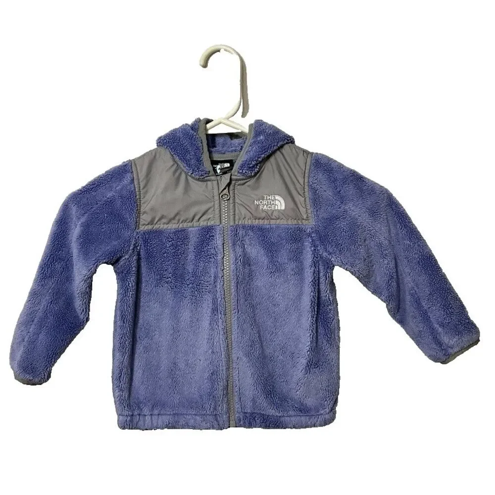 The North Face Infant Toddler Oso Fleece Hoodie Full Zip Purple Gray 18 - 24 M